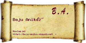 Beju Anikó névjegykártya